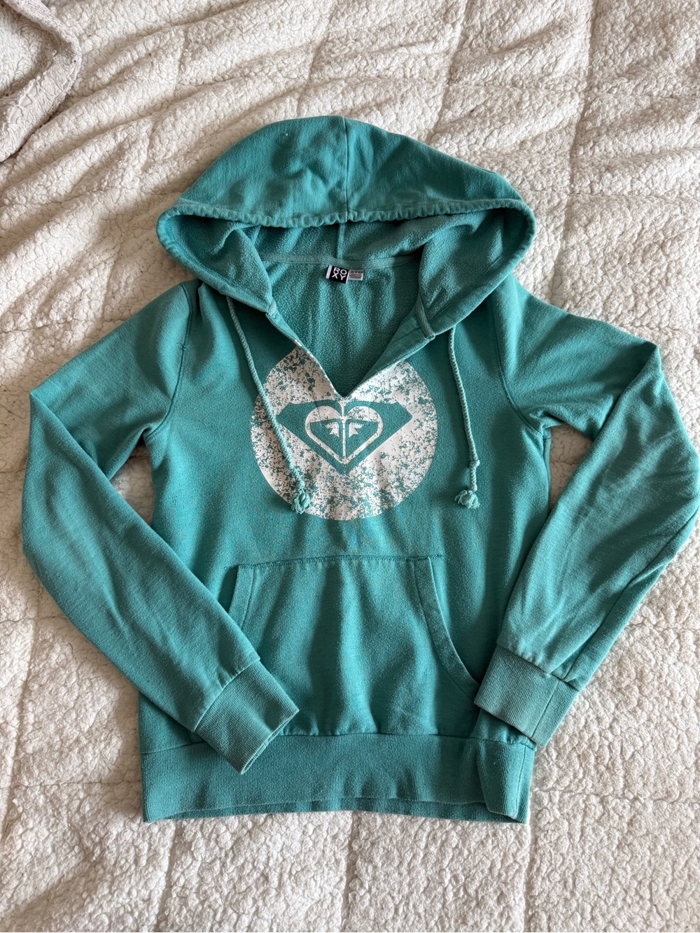 Roxy Teal Pullover Hoodie with Front Logo